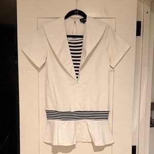REVOLVE White Mini Dress with Black Stripe Accents